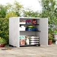 thumbnail image 3 of Geometric Pattern Outdoor Storage Cabinet with Adjustable Shelf – Durable Multi-Layer Organizer for Patio & Garden(Contains Three shelf)​ - White, 3 of 7