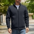 thumbnail image 2 of Zpanxa Men's Winter Jacket Wool Blend Long Sleeve Coat with Button and Zipper Closure, Turn-Down Collar, Pockets for Warmth and Wind Protection in Solid Color Blue XXL, 2 of 8