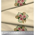 thumbnail image 2 of Soimoi Polyester Crepe Fabric Leaves & Floral Block Print Sewing Fabric Yard 42 Inch Wide, 2 of 3