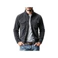 thumbnail image 2 of Zynoxe Mens Corduroy Jacket with Chest Pockets Classic Stand Collar Zip‑Up Jacket Warm Long Sleeve Casual Jackets Retro Solid Color Workwear Jacket for Men Dark Gray S, 2 of 9