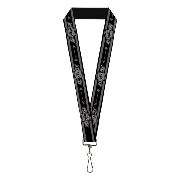 GM General Motors Lanyard, Vintage Chevrolet 1934 Bowtie Logo Stars Stripe Black Grays, Elastic