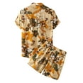 thumbnail image 4 of Edvintorg Summer 2 Pieces Men's Hawaiian Sets Casual Turndown Button Cardigan Turndown Print Short Sleeve Beach Blouse and Short Set, 4 of 7