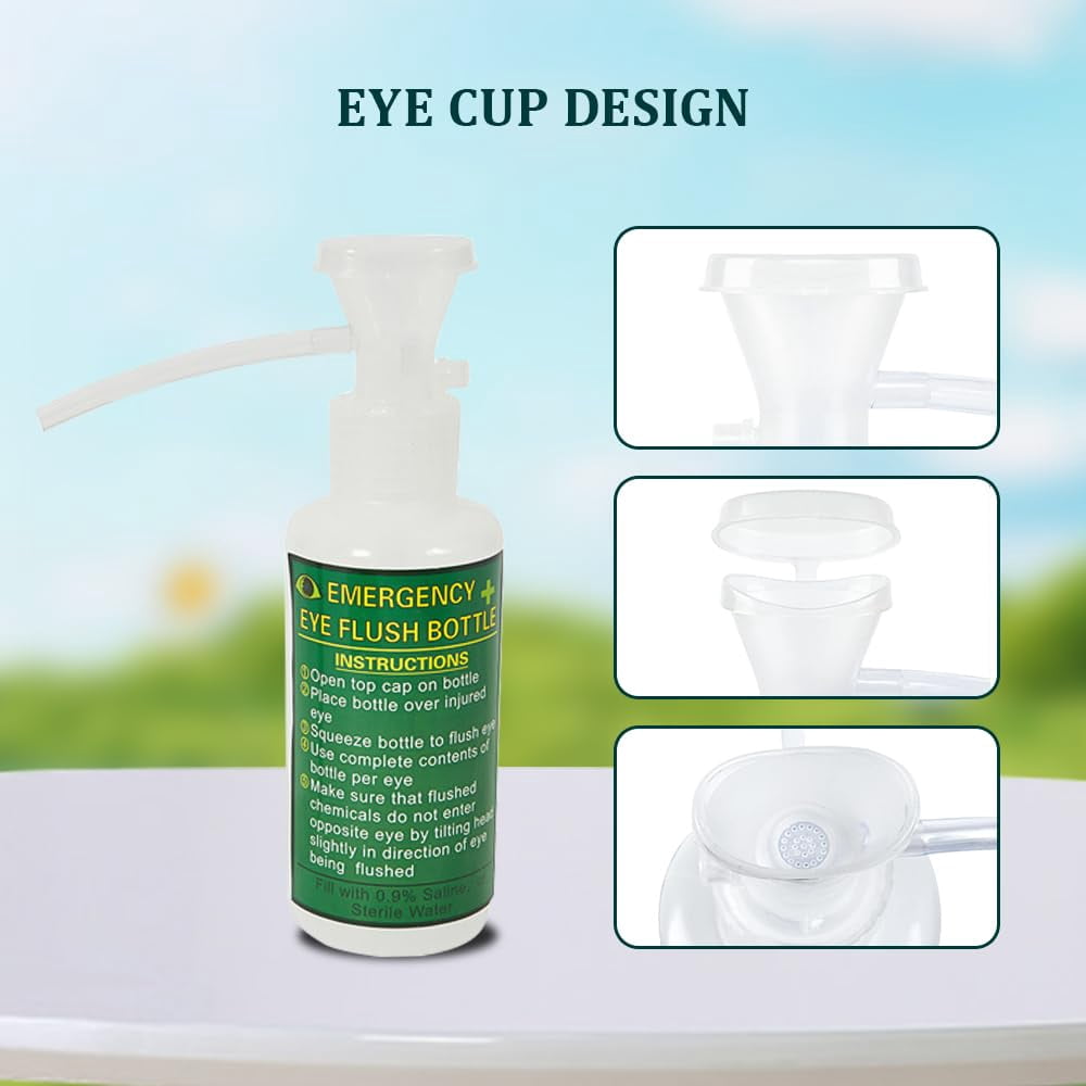YUEWO Portable Eye Wash Station Wall Mounted Emergency Eyewash Station Eye Wash Kit,2 * 16.9-oz. Bottles,Flush Bottles Kit, No Solution