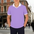 thumbnail image 2 of Boys Short Sleeve Polo Shirts Kids Casual V Neck Color Block Uniform Shirt 7-8 Years Kids Clothing, 2 of 5