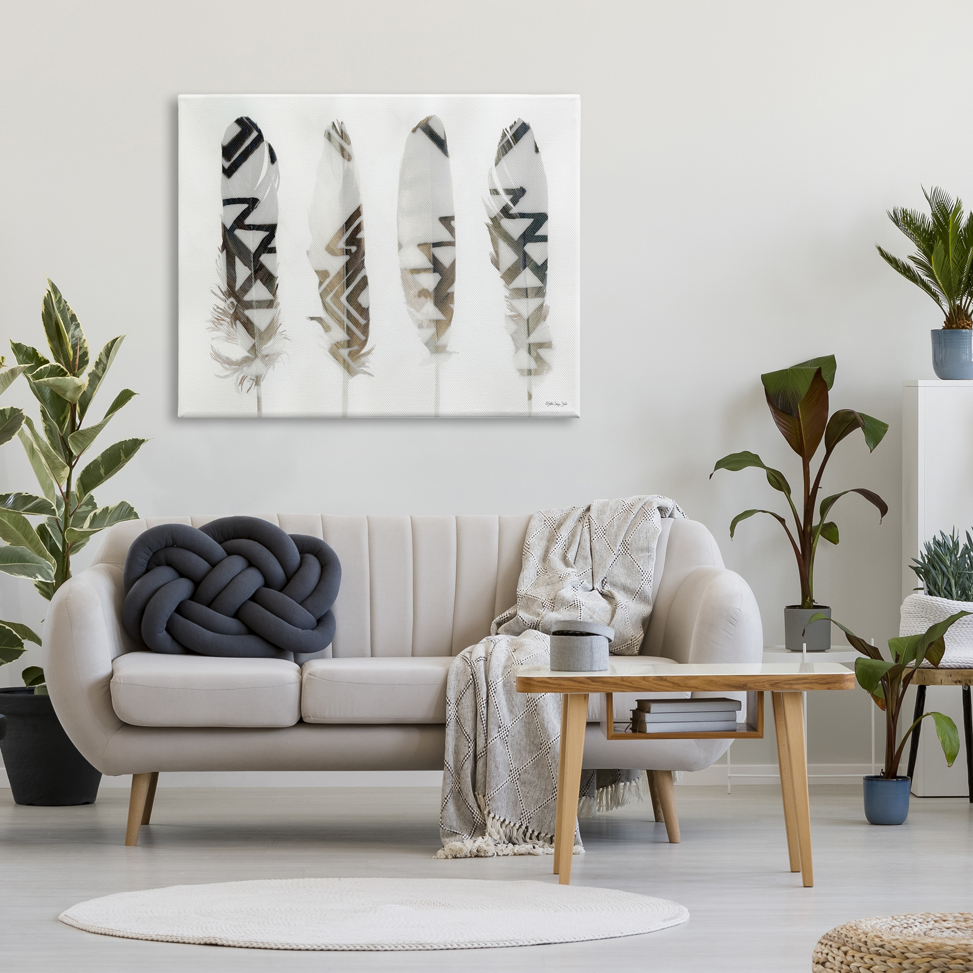 Stupell Industries Modern Bird Feather Photograph Geometric Aztec Pattern Abstract, 48 x 36, Design by Stellar Design Studio