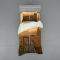 thumbnail image 2 of Ambesonne Nature Bedding Set 4 Pcs, Foggy Day Fall Forest, Queen, Orange Brown, 2 of 3