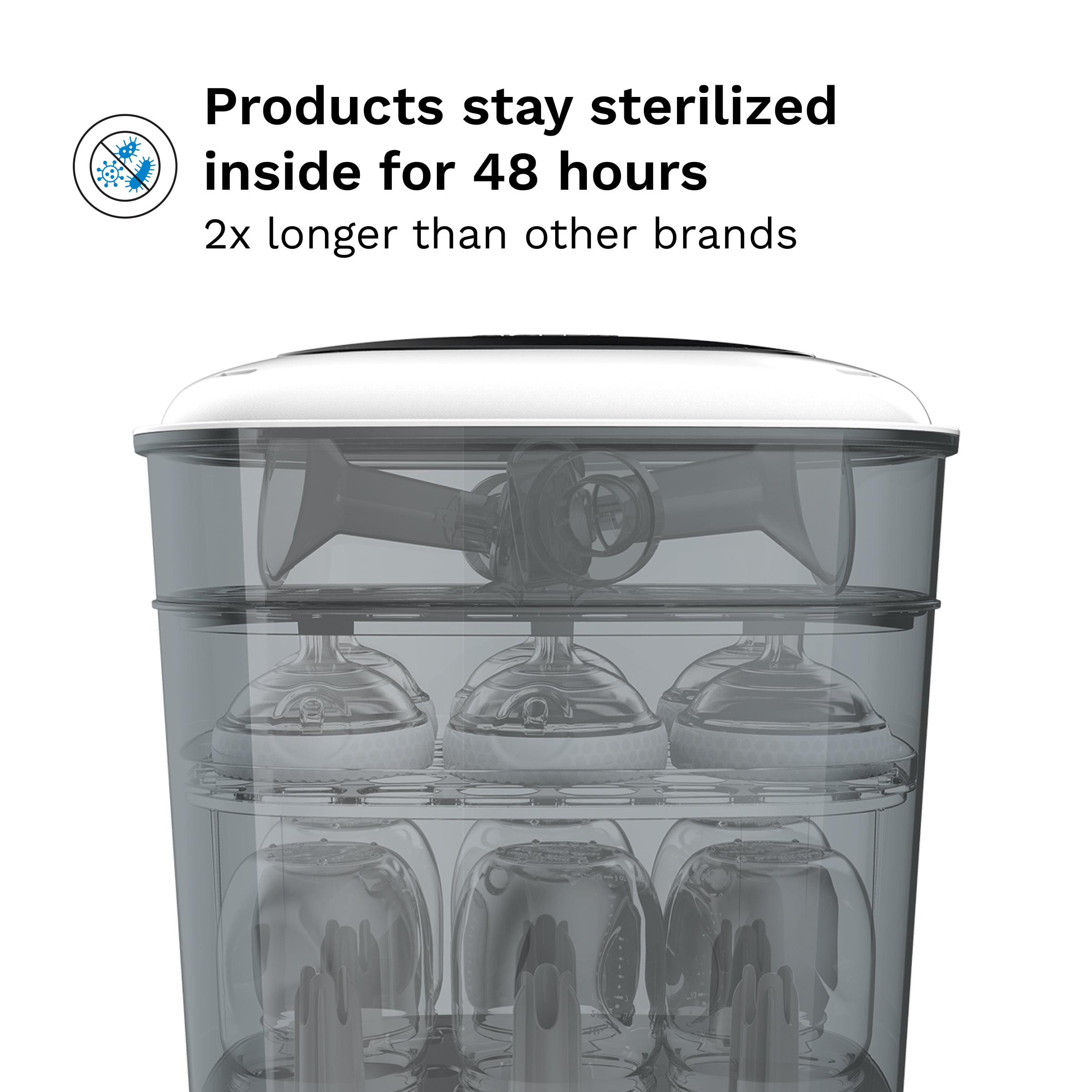 Baby Brezza Bottle Sterilizer and Dryer Advanced – 33% Faster - Largest Capacity Steam Sanitizer - Universal Sterilization Machine for All Bottles + Pump Parts - HEPA Air Filter