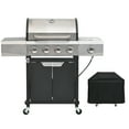 thumbnail image 6 of YIORTWO 4-Burner Propane Gas BBQ Grill with Side Burner & Rain Cover, 51000 BTUs Output Stainless Steel Grill for Outdoor Cooking Kitchen and Patio Backyard Barbecue, Black & Silver, 6 of 9