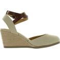 thumbnail image 2 of Soda Womens Request Closed Toe Espadrille Wedge Sandal in Natural Tan Linen, 2 of 4