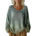 thumbnail image 1 of WZXFASHION Women's Pattern Printed Casual Pullover Sweater 50% Off Clearance lightweight pullover sweater, 1 of 4