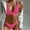 Hot Pink, variant on Women Bikini Sets Rib Ring Linked Bikini Swimsuit Deep V Neck Two Piece Swimsuit Bathing Suits