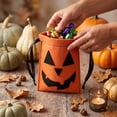 thumbnail image 5 of Halloween Felt Treat Bags 5x7 Inch, Pumpkin Ghost Cat Goodie Bags with Drawstrings for Trick or Treat Candy Party Favors (Saffron), 5 of 5