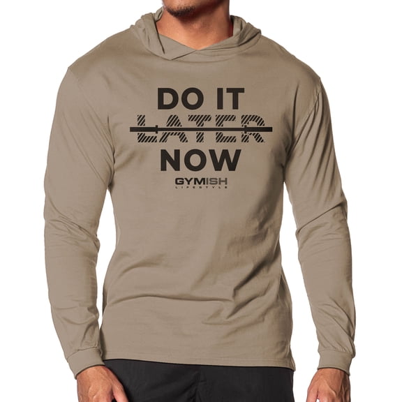 Gymish Do It Now Lightweight Long Sleeve Hooded T-shirt for Men