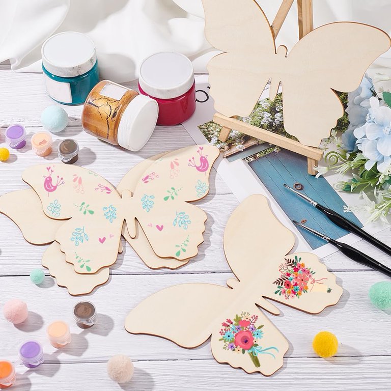 100Pcs Unfinished Wooden Butterfly Cutouts - 35x26mm Mini Wood Shapes For Crafts, Scrapbooking, Decor