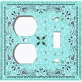 thumbnail image 4 of Metal Light Switch Plate Cover Teal Paisley Bandana Spotted Tile Pattern TIL084, 4 of 13