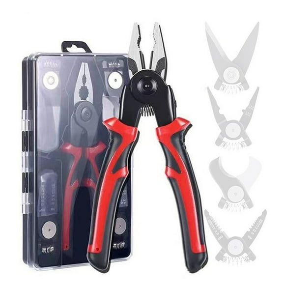 Yeacher 5in1 Multifunctional Interchangeable Heads Pliers Set Steel Wire Pliers Vise Stripping Pliers Set Multi-purpose Electronic Maintenance Tools for Electrician