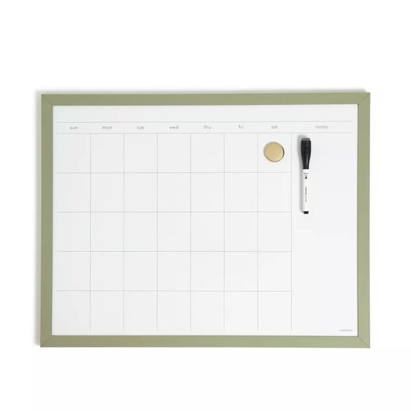 U Brands 17"x22" Modern Wall Organizer Dry Erase Calendar Forest Fog: Magnetic Whiteboard Calendar for Wall with Mounting Hardware