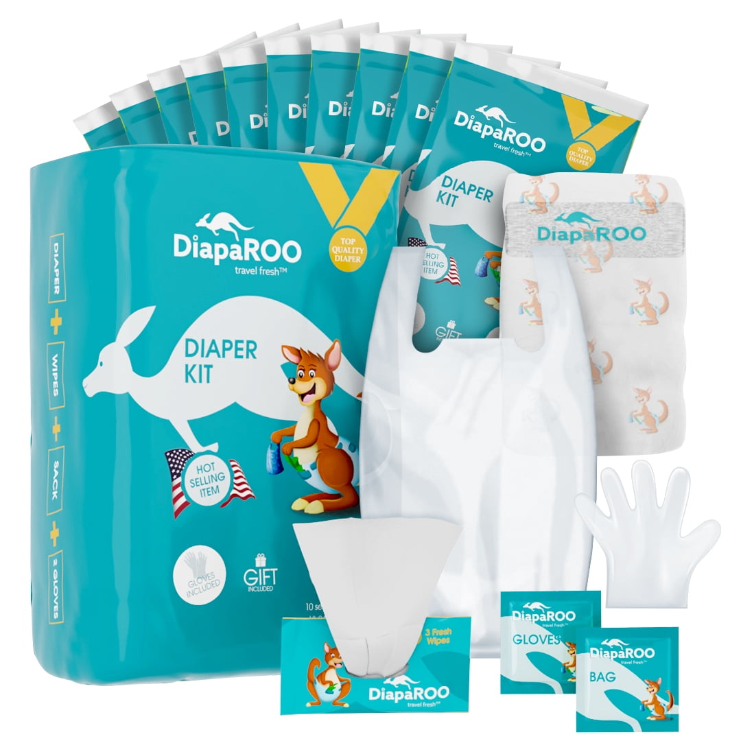 DiapaROO Diaper Changing Kit 10Piece Diaper Set for Baby, Newborn, and