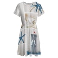 thumbnail image 4 of Blue Sand Beach Sea Shells Dress Fashion Beach Short Sleeve Dresses Female Party Printed Sundress, 4 of 7