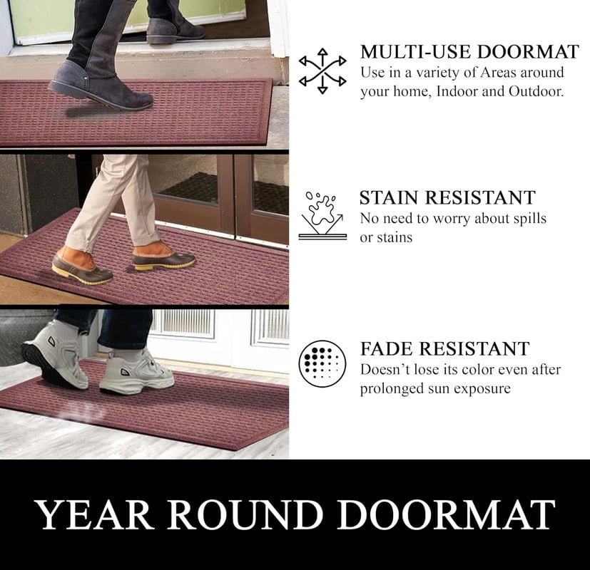 A1HC Indoor Outdoor Mat, Front and Back Entrance Welcome Mats, Front Door Patio Mats 24x36 Inches, Non-Slip Easy Clean Entrance Washable Large Size Doormats, Chocolate Brown