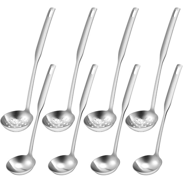 Hot Pot Ladle Set Stainless Steel Hot Pot Strainer Scoops Hotpot Soup Ladle  Spoon Set Sauce Ladle for Home Kitchen or Restaurant, 10.2 Inch, Set of 4