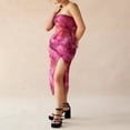 thumbnail image 2 of Women Floral Mesh Dress Summer Backless Strapless Split Party Dress, 2 of 5