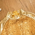 thumbnail image 5 of iEFiEL Girls 2Pcs Metallic Latin Jazz Cheer Performance Dance Costume Long Sleeve Crop Top with Pleated Skirt Gold-A 10, 5 of 7