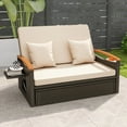 thumbnail image 4 of Gymax Ensemble de Lit de Jour en Rotin pour Patio avec Causeuse Rembourrée et Pouf de Rangement, 4 of 10