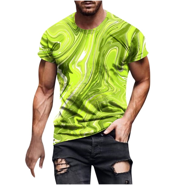 Camisas de Manga Larga para Hombres Blusa de Cuello Redondo de Impresión Cómoda, Camisa Casual de Poliéster para Uso Diario, de Fiesta Y de Primavera de Verano