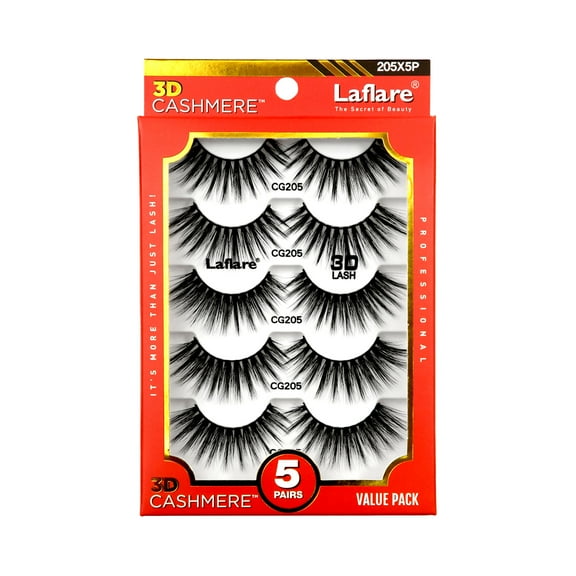 Laflare 3D Cashmere False Eyelashes,Ultra soft & Cruelty free 5 Pairs
