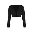 thumbnail image 1 of Women's Open Front Knit Cropped Bolero Shrug Cardigan Sweater Long Sleeve Casual Clothes, 1 of 8
