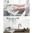 thumbnail image 5 of Teal Ombre Botanical Kitchen Dish Towels for Drying Dishes Set of 4, Watercolor Pastoral Leaf Waffle Weave Microfiber Hand Tea Bathroom Towels Quick Dry & Absorbent Towel 12x12, 5 of 7
