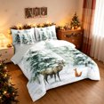 thumbnail image 2 of Manfei Rustic Xmas Reindeer King Bedding, Winter Pine Tree King Bed in a Bag, White Sage, Gray Reversible, 7-Piece, 2 of 6