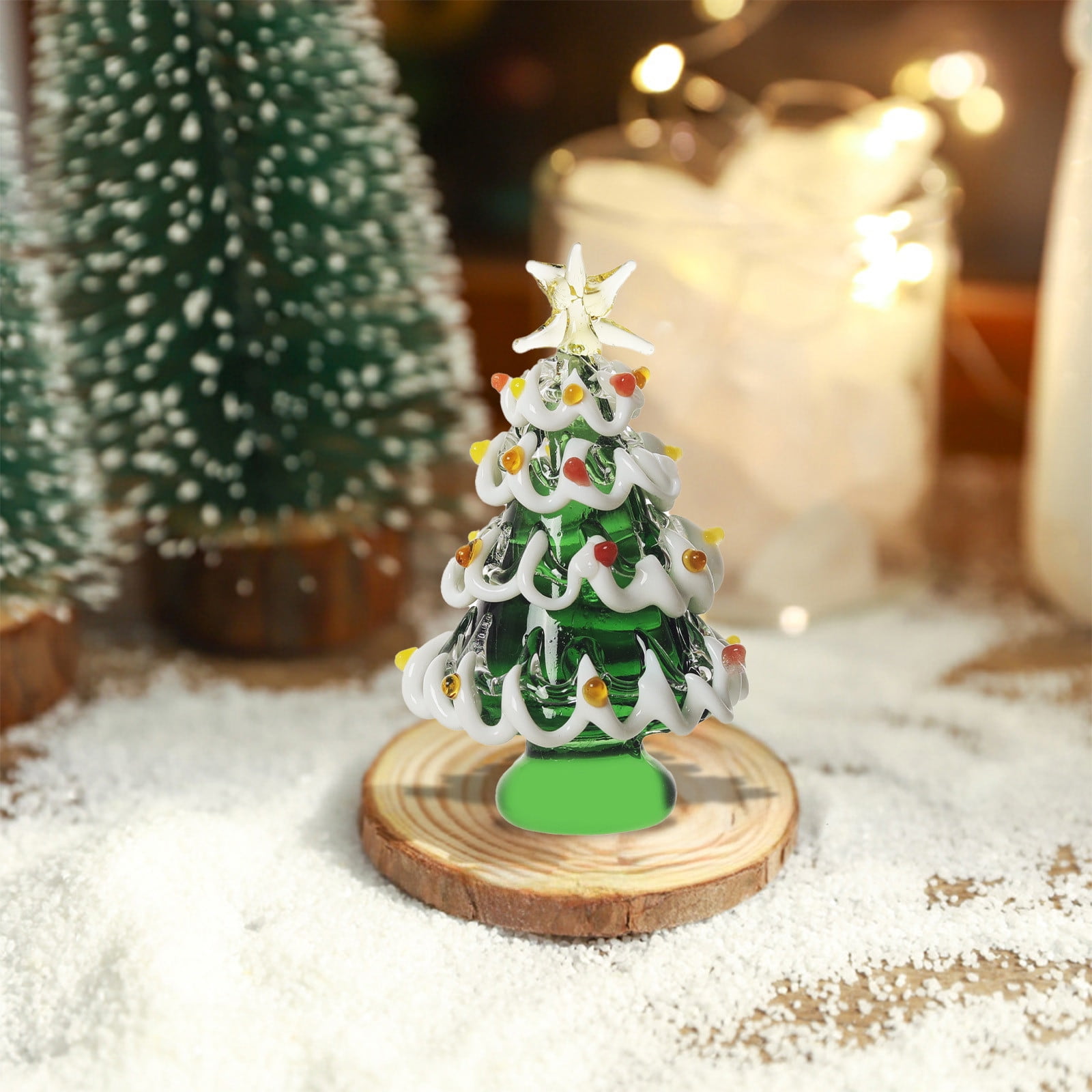 Mini Christmas Tree Glass Ornaments Small Glass Christmas Tree Christmas Dollhouse Miniature Mini Winter Figurines For Crafts Holiday Xmas Party Decor Home Decor Ornaments Essentials Green Walmart