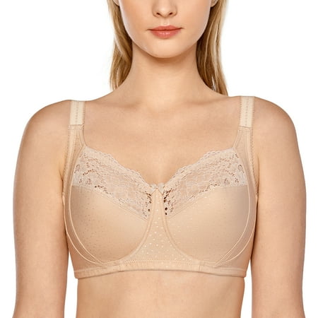 

DELIMIRA Women s Wireless Full Coverage Plus Size Lace Cotton Comfort Bra