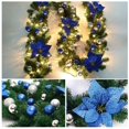 thumbnail image 2 of Christmas Garland with Lights, Prelit Xmas Garlands with Timer Outdoor Lighted Christmas Garlands with LED Battery String Light for Indoor, Party, Home Decoration BLUE+LED, 2 of 3