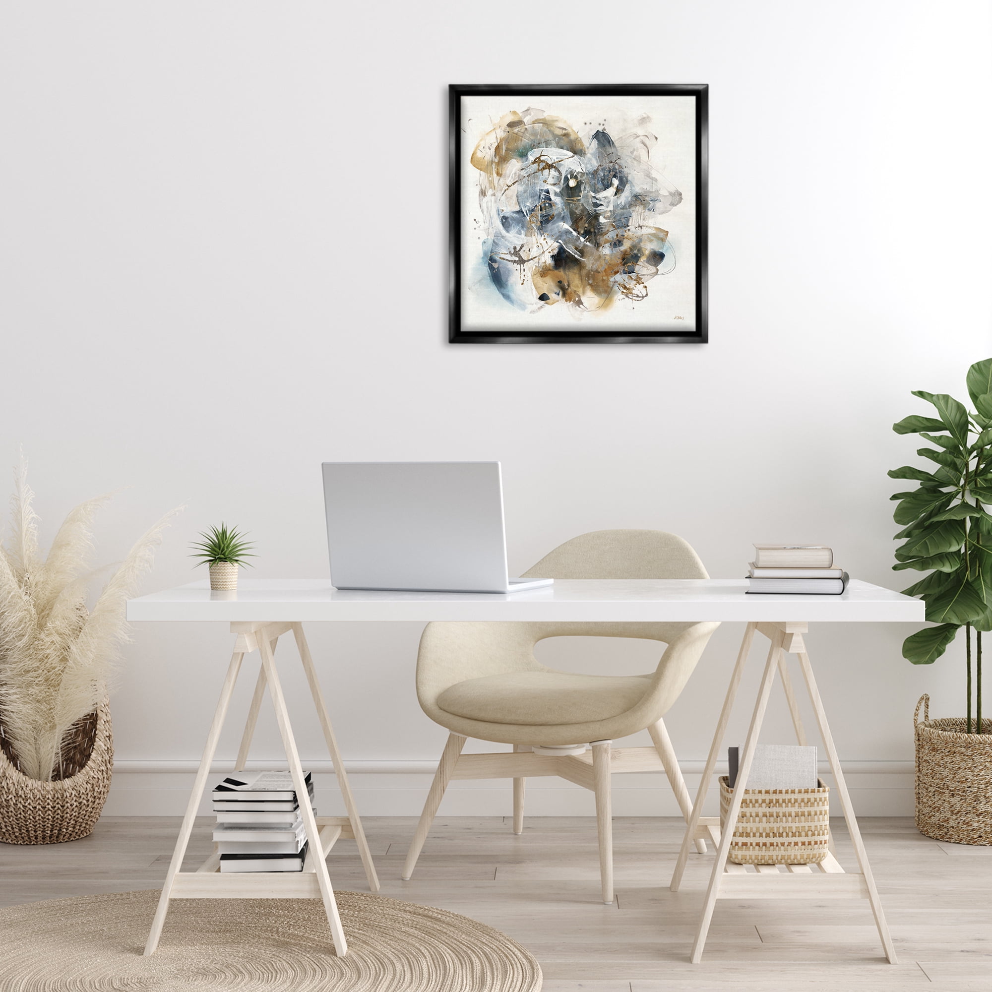 Stupell Industries Southwestern Paint Splatter Abstract Painting Black Floater Framed Canvas Art Print Wall Art, 25 x 25