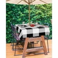 thumbnail image 3 of Outdoor Rectangle Tablecloth with Umbrella Hole and Zipper, Black White Plaid Waterproof Table Cover, Spring Farmhouse Buffalo Checkered Washable Patio Tablecloths for Party Picnic, 60"x102", 3 of 6