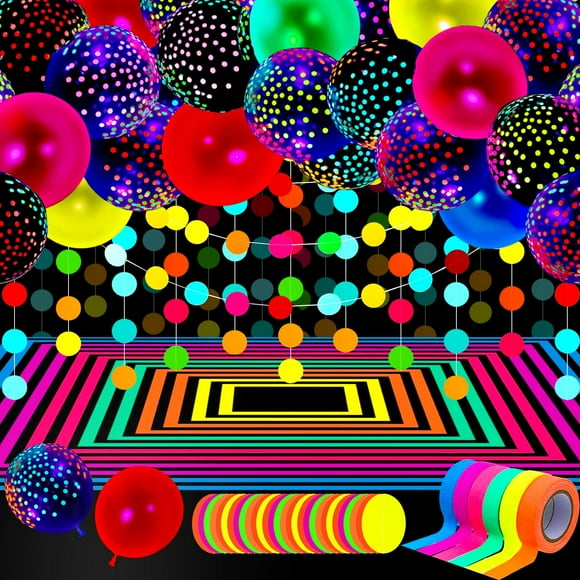 Artículos de fiesta Skylety Glow in the Dark Neon con globos