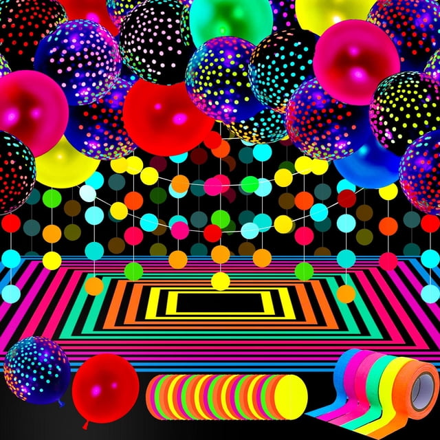 Artículos de fiesta Skylety Glow in the Dark Neon con globos