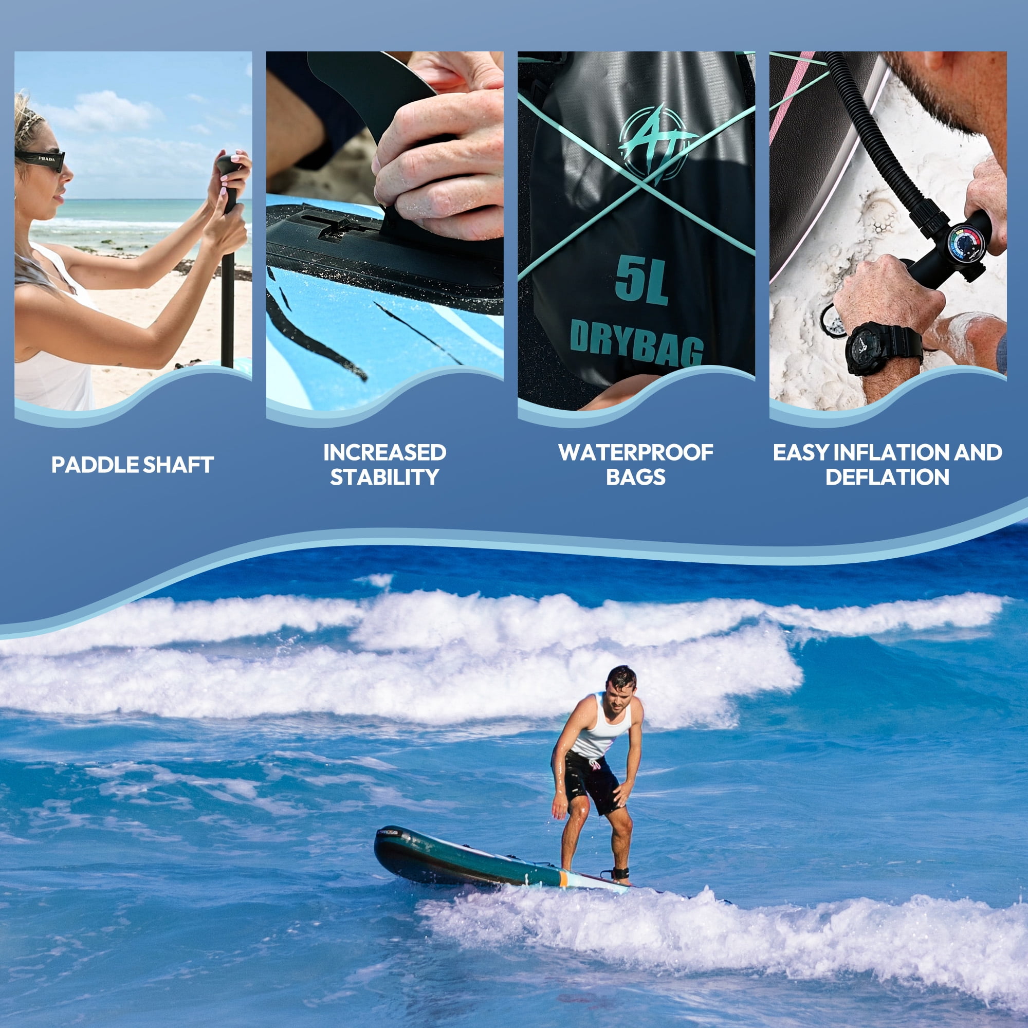 Ultifit Inflatable Paddle Board Extra Wide 450 Lbs Capacity Anti-Slip Design with SUP Accessories 11'6" x 35" Pink