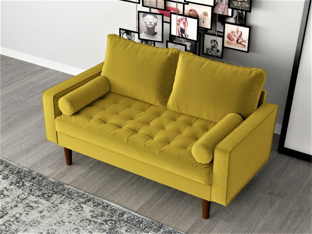 US Pride Furniture Mac Velvet Loveseat, Goldenrod
