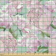 thumbnail image 2 of Ambesonne Floral Fabric by the Yard Upholstery, Pastel Tone Peony Flowers, 3 Yards, Pale Pink Almond Green, 2 of 5