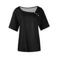 thumbnail image 4 of Women Tops under $5! Cagogo Ladies Short Sleeve Tops Fashion Button Summer Trendy Cute Basic Blouse Asymmetrical Neck Dressy Plus Size Tunics Outfits Clothes, 4 of 5