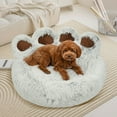 thumbnail image 5 of Cute Bear Paw Shaped Dog Bed and Cat Bed, Warm and Comfortable Soft Plush Donut Round Mattress, with Pet Scarf, Give Your Baby a Warm and Comfortable Mattress, 5 of 10