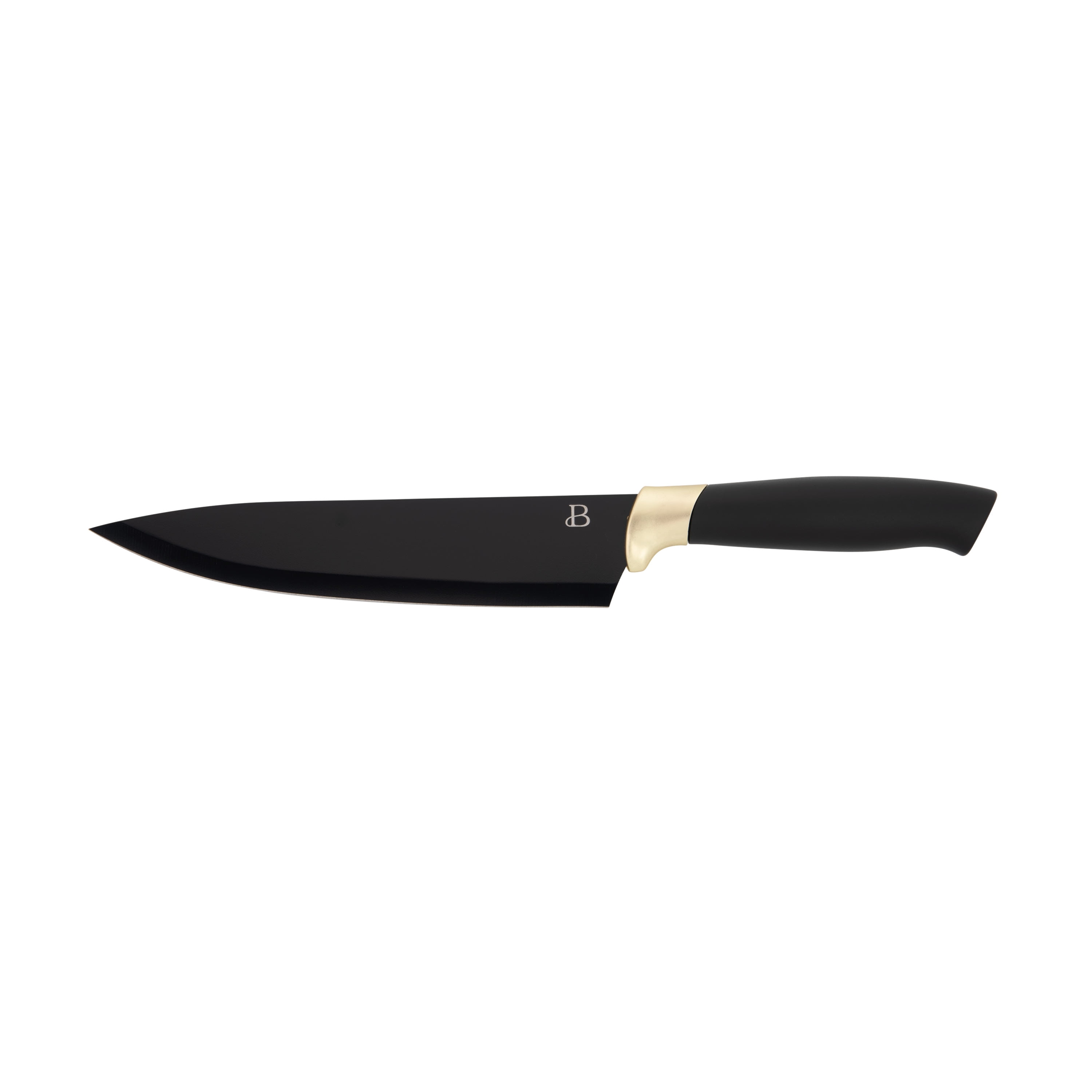 Beautiful 6 Piece Stainless Steel Knife Set Black Sesame with Gold Accent By Drew Barrymore