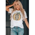 thumbnail image 1 of ABPHQTO Camiseta de manga corta con cuello redondo y estampado gráfico de calabaza blanca para mujer, 1 of 5