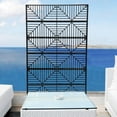 thumbnail image 4 of Metal Outdoor Privacy Screen Set with Stand,Freestanding Decorative Privacy Screen for Balcony Patio Lawn Garden,Indoor Room Decorative Divider (Black- Stripe), 4 of 14