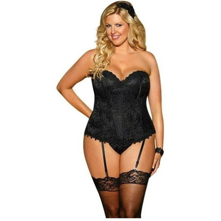 

Shirley of Hollywood SOH-26918X Corset with Removable Garters & G-String 42 / White