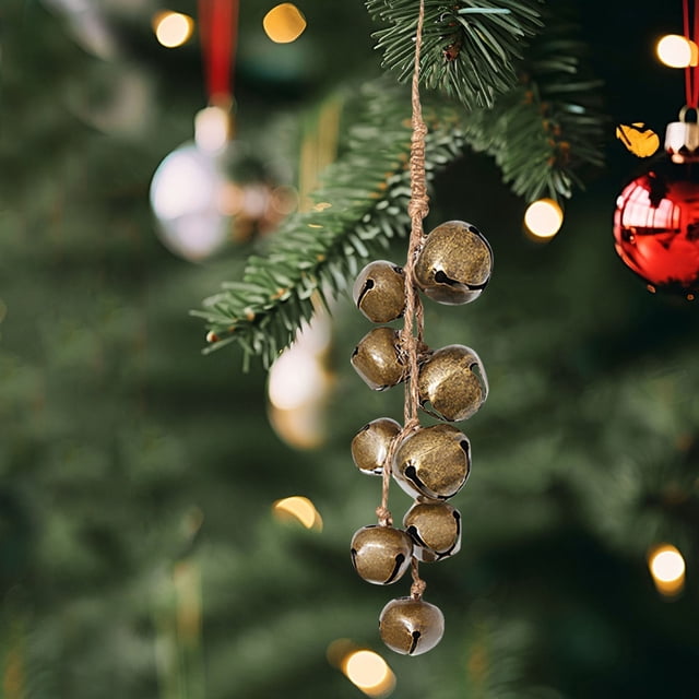 Fridja Christmas Home Decor Christmas Bells Pendant Rope Bells Metal Bells Home Wall Hanging Iron Bells String